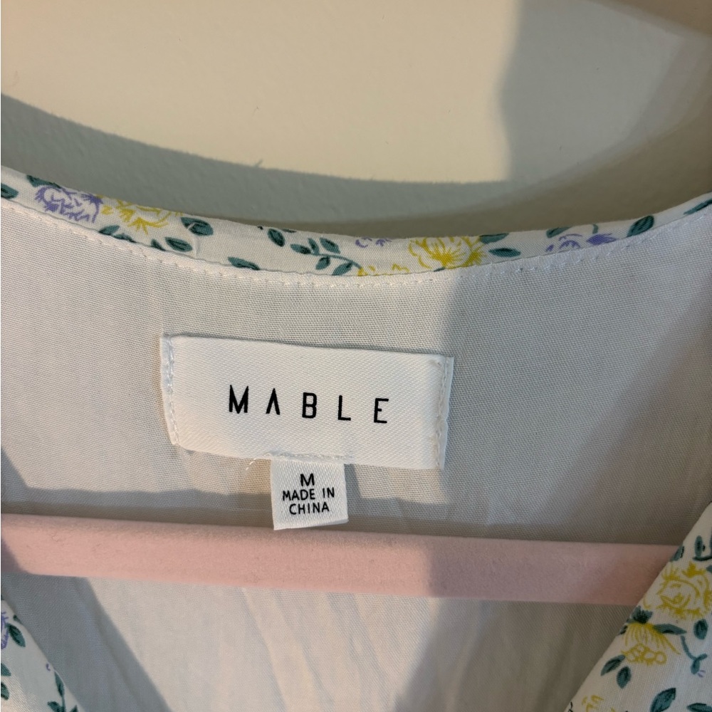 Mable Floral Puff Sleeve Mini Dress 100% Cotton Size M - Picture 3 of 9